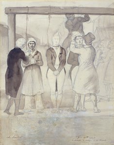 Executie in Londen (de straf) (wc en potlood op papier) door Theodore Gericault