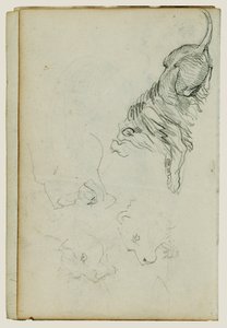 Vier leeuwenstudies door Theodore Gericault