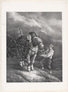 Jongen die haver voert aan een vastgebonden paard (A Boy Giving Oats to a Hitched Horse) door Theodore Gericault