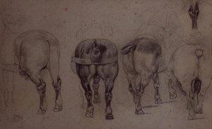 Aangespannen paarden door Theodore Gericault