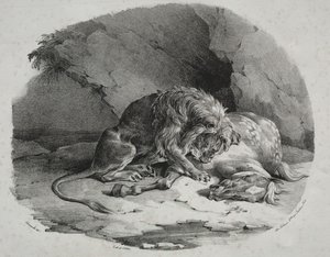 Paard Verslonden door een Leeuw door Theodore Gericault