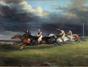 Paardenrace genaamd de derby in Epsom door Theodore Gericault