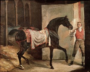 Paard verlaat de stal door Theodore Gericault