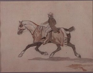 Kleine stalknecht op een drafpaard door Theodore Gericault