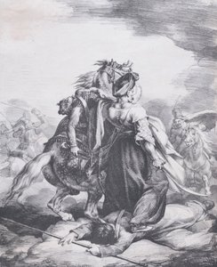 Mameluk verdedigt een gewonde trompetter, 1818 door Theodore Gericault