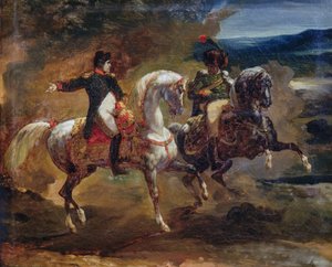 Napoleon Bonaparte geeft bevel aan superieure officier, schilderij toegeschreven aan Théodore Géricault, Napoleontische oorlogen door Theodore Gericault