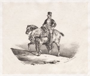 Postbode of twee aangespannen paarden door Theodore Gericault