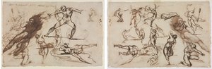 Blad met Schetsen (recto) Blad met Schetsen (verso) door Theodore Gericault