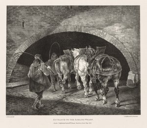 Verschillende Onderwerpen Getekend uit het Leven en op Steen: Ingang naar Adelphi Wharf, 1821