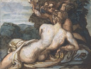 Venus en Cupido in een landschap, naar Annibale Carracci recto, 1816-17