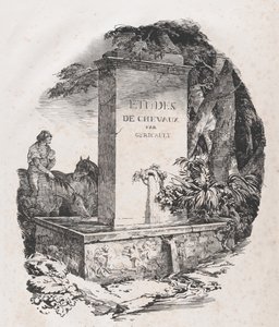 Drinkbak, Titelpagina van Studies van Paarden Etudes de Chevaux, 1822