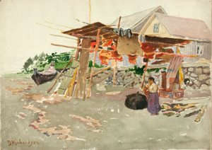 Zalm Drogen, Indiaans Dorp, Alaska door Theodore J. Richardson