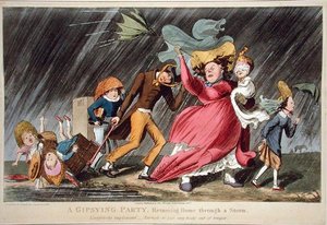 Een zigeunerfeest keert huiswaarts door een storm, uitgegeven door Thomas McLean, Londen
