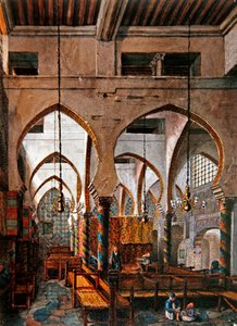 Interieur van een synagoge in Algiers door Theodore Leblanc