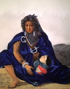Heks van de Bled die de horoscoop van een kleine jongen trekt door Theodore Leblanc