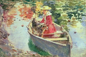 Miss Motes en haar hond Shep, 1893 door Theodore Robinson
