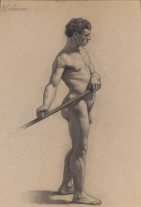 Studie van het mannelijk figuur, 1875 door Theodore Robinson