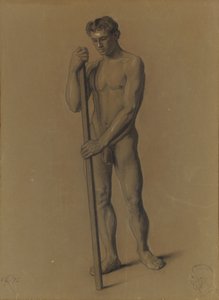 Studie van het mannelijk figuur, 1875 door Theodore Robinson