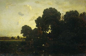 Avondschemering door Theodore Rousseau