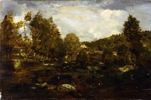 De vallei van Tiffauge door Pierre Etienne Theodore Rousseau