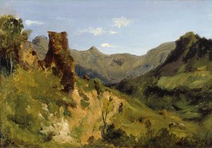 Vallei in de Auvergne door Theodore Rousseau