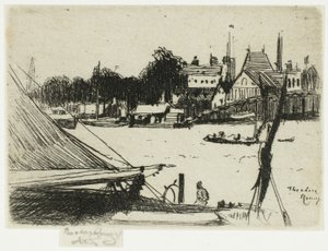Battersea vanaf Chelsea door Theodore Roussel