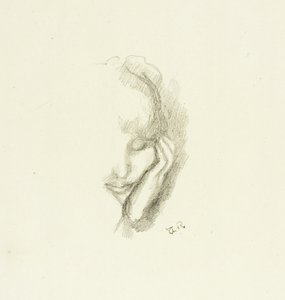 Hoofd van een vrouw leunend op haar hand door Theodore Roussel