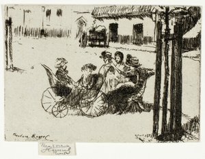 Kleine Meisjes en Kinderwagens, Chelsea Embankment door Theodore Roussel