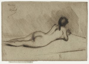 Studie van een naakt meisje liggend door Theodore Roussel