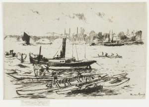 De stoomlancering, Chelsea Embankment door Theodore Roussel
