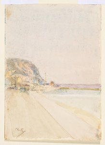 Uitzicht op East Cliff, Hastings, voor 1900 door Theodore Roussel