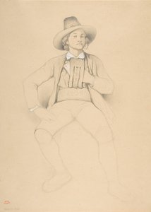 Een man in Tiroler kostuum, zittend, een pijp rokend door Theodore Valerio