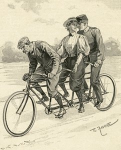 Fiets voor drie personen, genaamd tandemfiets