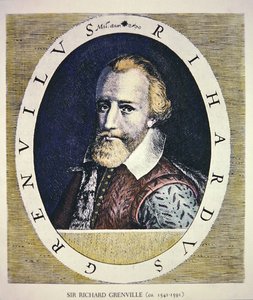 Sir Richard Grenville (kleur litho) door Theodore de (after) Bry