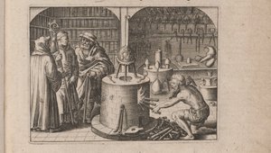 Illustratie voor Tripvs avrevs, hoc est, Tres tractatvs chymici selectissimi.., 1618 door Theodore de Bry