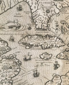 Eiland Cuba, Florida en Golf van Mexico, gravure uit History of American Grand Voyages door Theodore de Bry