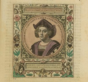 Portret van Christoffel Columbus, 1595 door Theodore de Bry