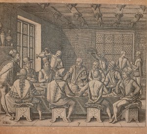Het ei van Columbus, gravure door Theodor de Bry uit Americae pars quarta