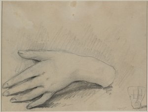 Studie van een vrouwenhand (verso) door Theodule Ribot