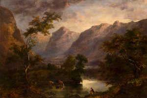 Een uitzicht op Langdale door Theophil Lindsey Aspland