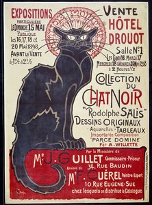 Advertentieposter die de verkoop aankondigt in Hotel Drouot in 1898 van de Cat Noir-collectie en werken van Rodolphe Salis, Illustratie door Théophile Alexandre Steinlen door Théophile Alexandre Steinlen