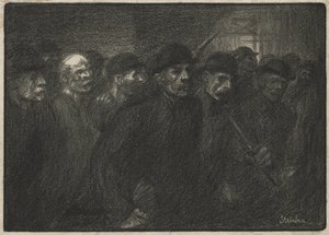 Arbeiders verlaten de fabriek door Théophile Alexandre Steinlen