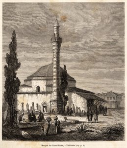 De moskee van Giaour-Meidan in Trebizonde (huidig Trabzon, aan de kust van de Zwarte Zee, Turkije), ooit een Byzantijnse kerk, gegraveerd naar een tekening van de verteller, illustratie van een reis naar Lazistan en Armenië, 1869