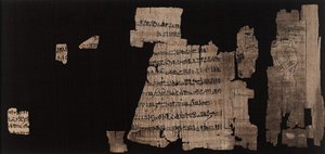 Blad met hiëratische inscriptie over Neskhonsu, de zanger van de Grote God Amon
