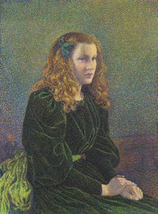 Jonge vrouw in groene jurk Germaine Maréchal, 1893