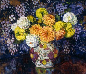 Vaas met bloemen; Vase de Fleurs, 1907 door Théo van Rysselberghe