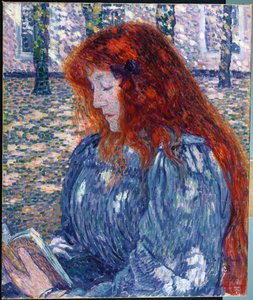 Vrouw die Leest, 1899 door Théo van Rysselberghe