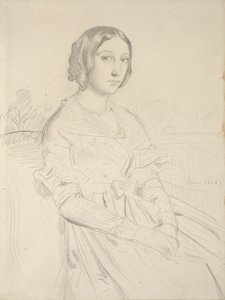 Portret van een jonge Vrouw, zittend driekwart naar links, 1839-1856 door Théodore Chassériau