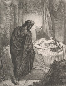 Toch moet ze sterven: plaat 11 uit Othello Act 5, Scene 2, geëtst 1844, herdrukt 1900 door Théodore Chassériau