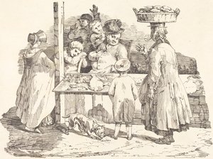 De sluimerende visverkoper door Théodore Gericault and Nicolas Toussaint Charlet
